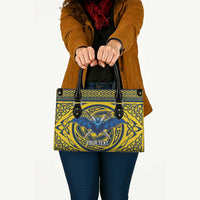 Personalized Brecknockshire Wales Leather Bag Welsh Celtic Bat And Swords Design - Wonder Print Shop