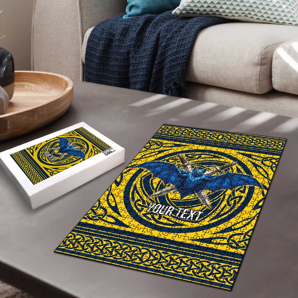 Personalized Brecknockshire Wales Puzzle Welsh Celtic Bat And Swords Design - Wonder Print Shop