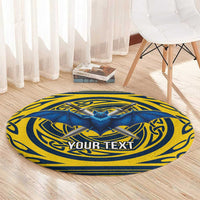 Personalized Brecknockshire Wales Round Carpet Welsh Celtic Bat And Swords Design - Wonder Print Shop