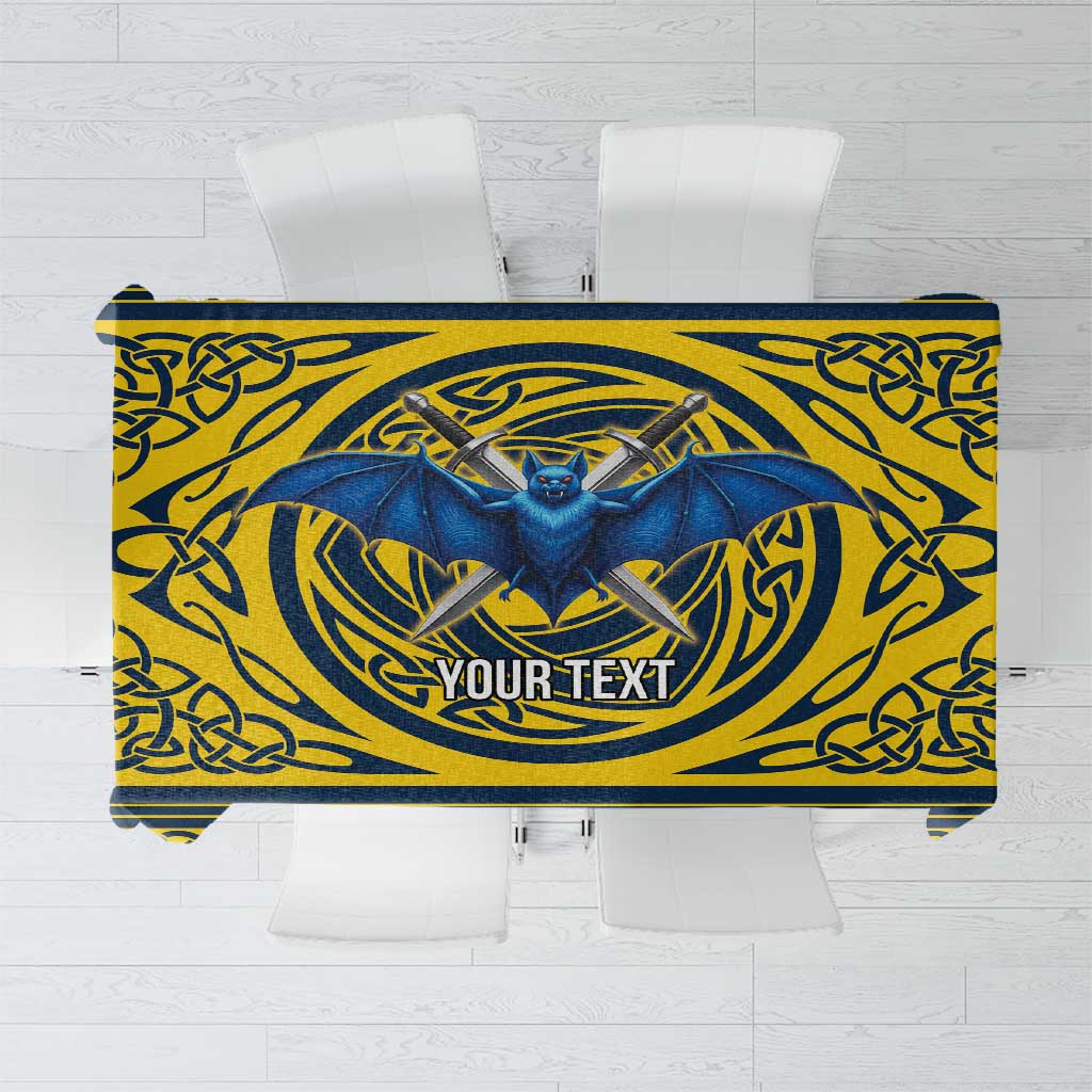 Personalized Brecknockshire Wales Tablecloth Welsh Celtic Bat And Swords Design - Wonder Print Shop