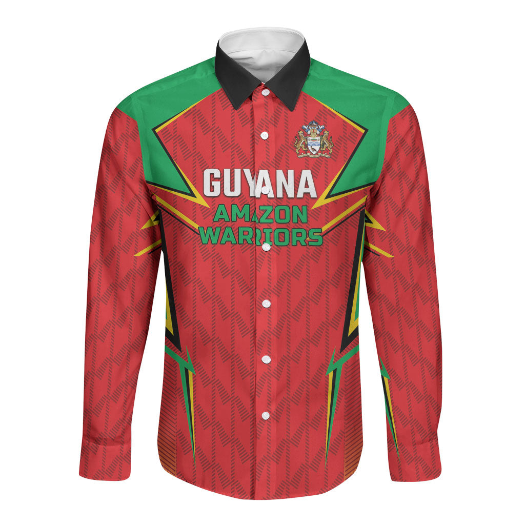 Custom Guyana Cricket Long Sleeve Button Shirt Amazon Warriors Go For Glory