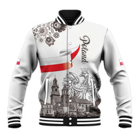 Poland Eagle Heritage Baseball Jacket Wawel Castle Polish Wycinanki Folk Pattern - Wonder Print Shop