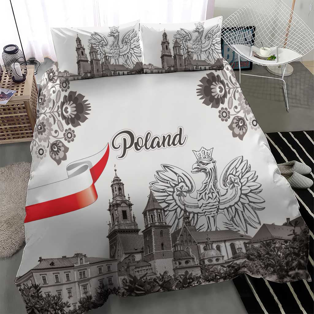 Poland Eagle Heritage Bedding Set Wawel Castle Polish Wycinanki Folk Pattern - Wonder Print Shop