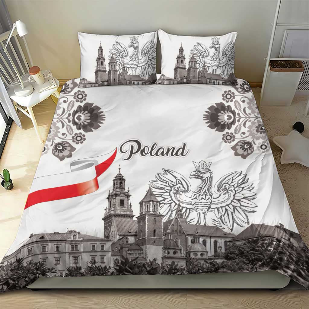 Poland Eagle Heritage Bedding Set Wawel Castle Polish Wycinanki Folk Pattern - Wonder Print Shop