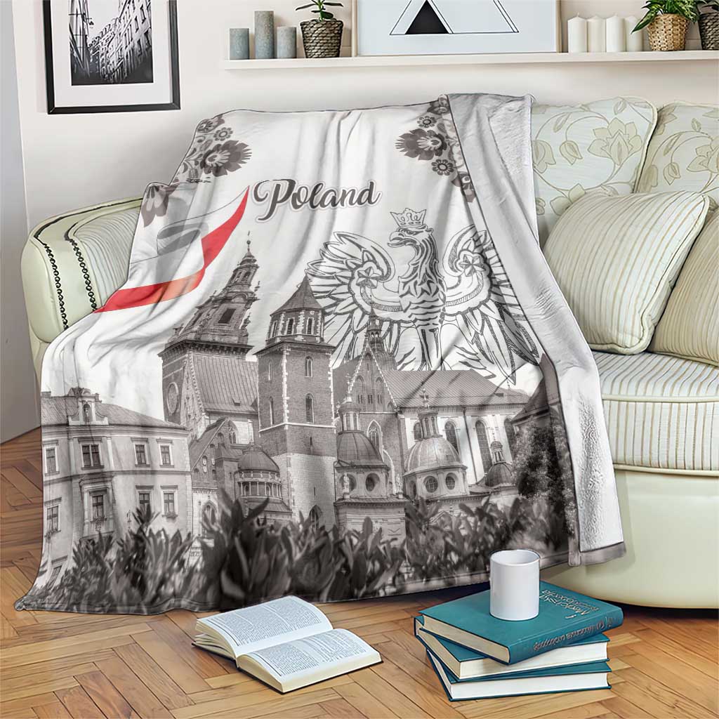 Poland Eagle Heritage Blanket Wawel Castle Polish Wycinanki Folk Pattern - Wonder Print Shop