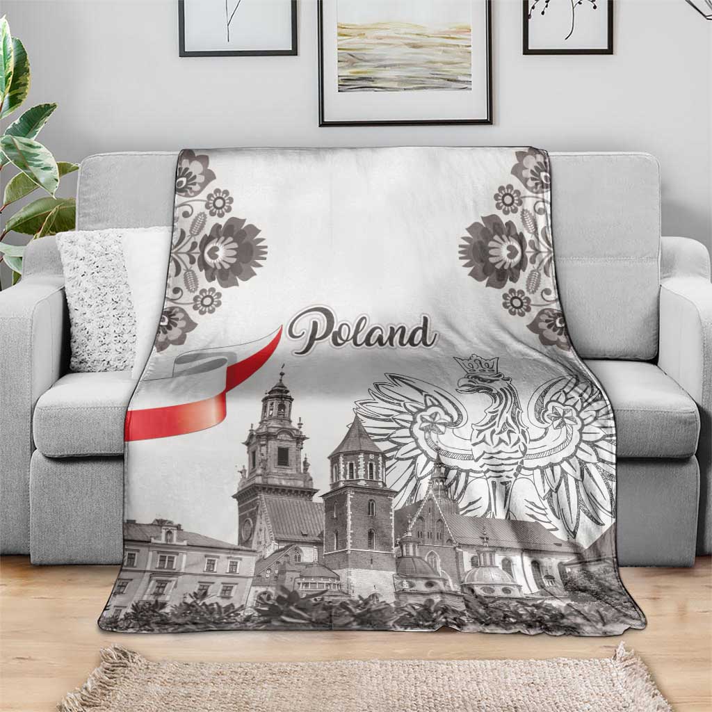 Poland Eagle Heritage Blanket Wawel Castle Polish Wycinanki Folk Pattern - Wonder Print Shop