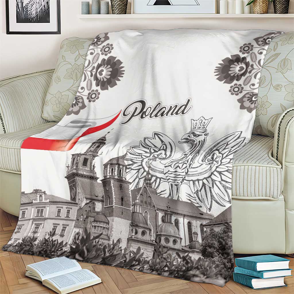 Poland Eagle Heritage Blanket Wawel Castle Polish Wycinanki Folk Pattern - Wonder Print Shop