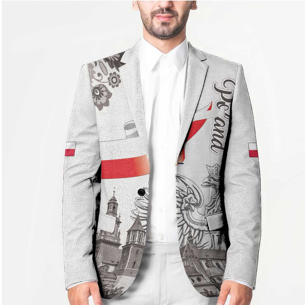 Poland Eagle Heritage Blazer Wawel Castle Polish Wycinanki Folk Pattern - Wonder Print Shop