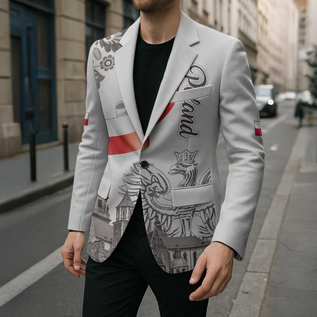 Poland Eagle Heritage Blazer Wawel Castle Polish Wycinanki Folk Pattern - Wonder Print Shop