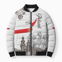 Poland Eagle Heritage Bomber Puffer Jacket Wawel Castle Polish Wycinanki Folk Pattern - Wonder Print Shop