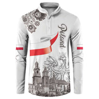 Poland Eagle Heritage Button Sweatshirt Wawel Castle Polish Wycinanki Folk Pattern - Wonder Print Shop