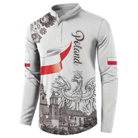 Poland Eagle Heritage Button Sweatshirt Wawel Castle Polish Wycinanki Folk Pattern - Wonder Print Shop