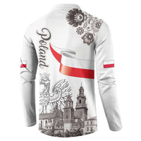 Poland Eagle Heritage Button Sweatshirt Wawel Castle Polish Wycinanki Folk Pattern - Wonder Print Shop