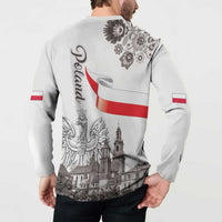 Poland Eagle Heritage Button Sweatshirt Wawel Castle Polish Wycinanki Folk Pattern - Wonder Print Shop