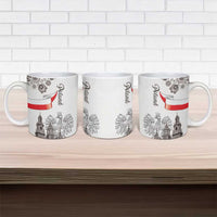 Poland Eagle Heritage Ceramic Mug Wawel Castle Polish Wycinanki Folk Pattern - Wonder Print Shop