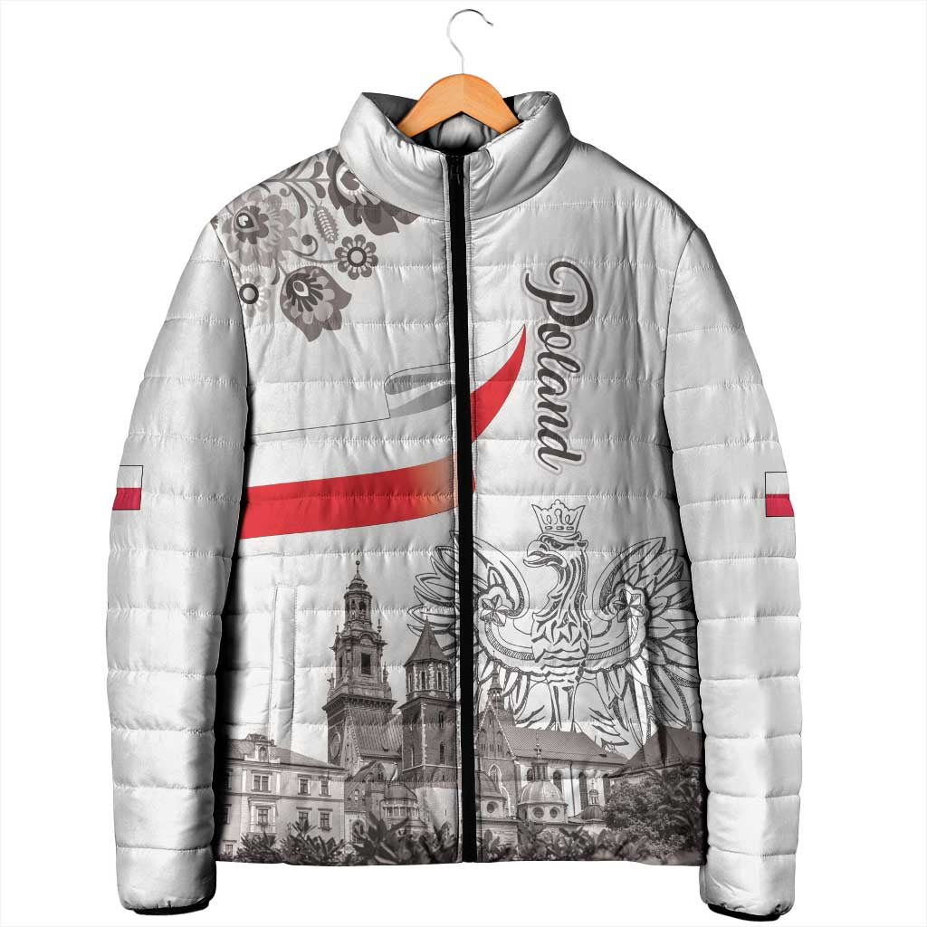 Poland Eagle Heritage Padded Jacket Wawel Castle Polish Wycinanki Folk Pattern - Wonder Print Shop