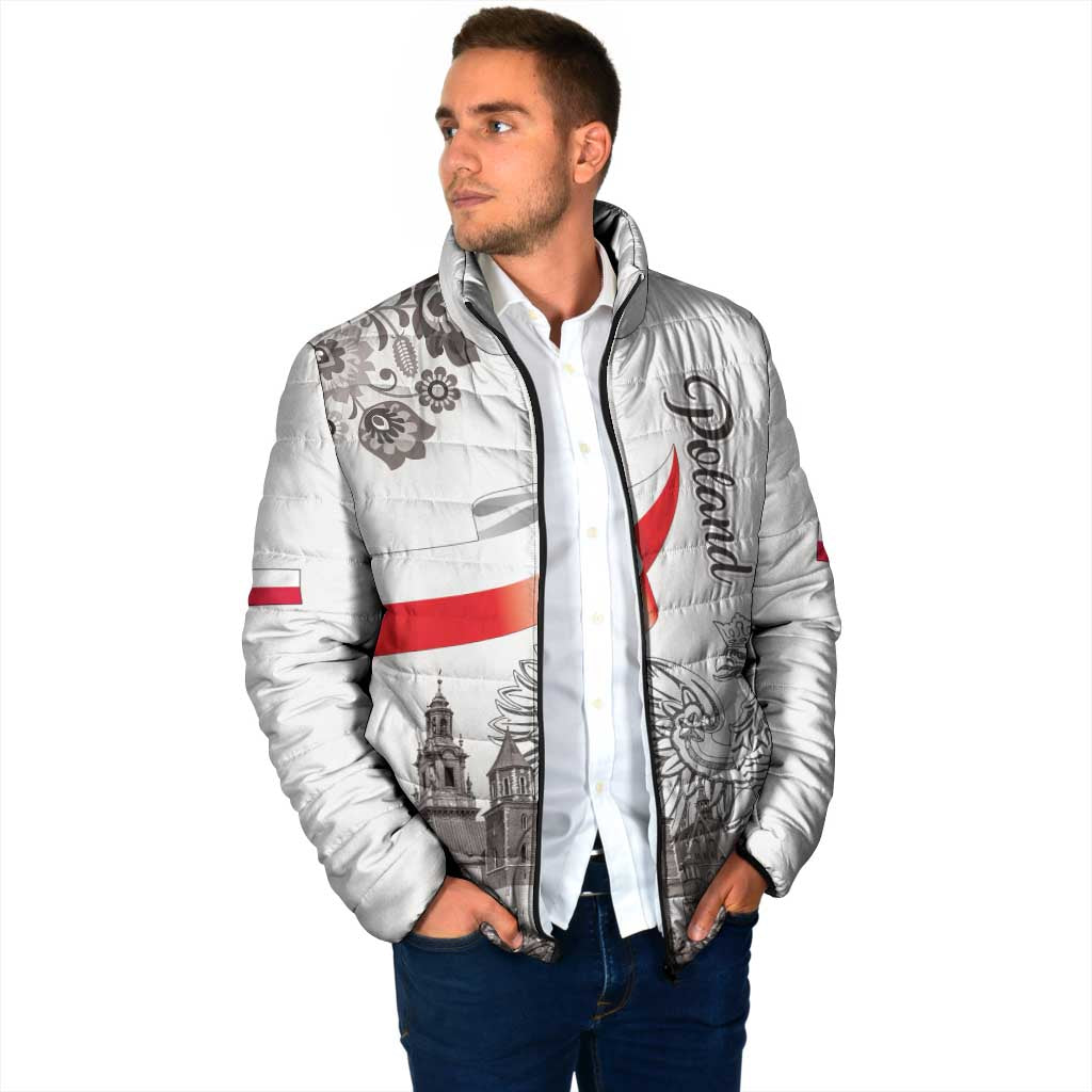 Poland Eagle Heritage Padded Jacket Wawel Castle Polish Wycinanki Folk Pattern - Wonder Print Shop