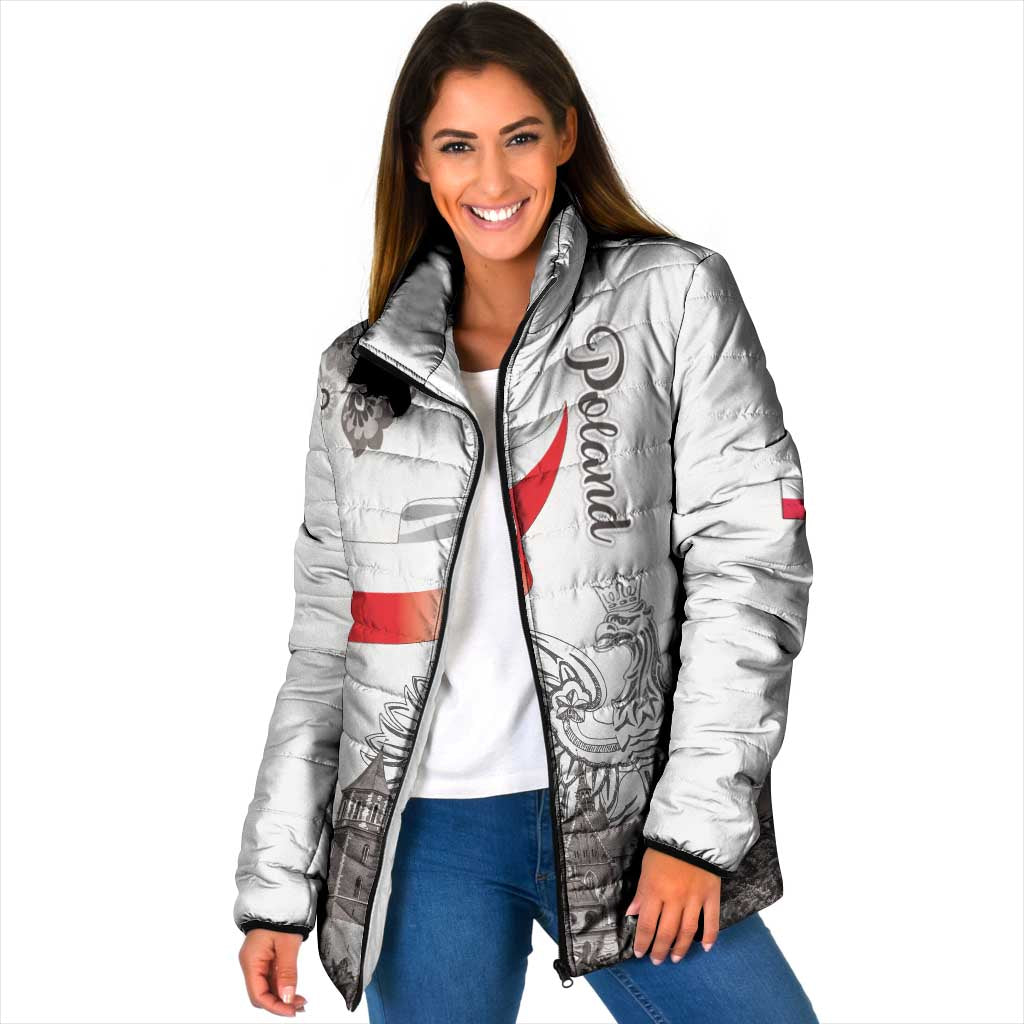 Poland Eagle Heritage Padded Jacket Wawel Castle Polish Wycinanki Folk Pattern - Wonder Print Shop