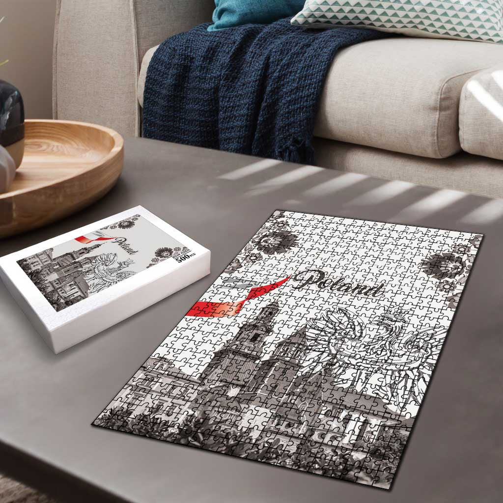 Poland Eagle Heritage Puzzle Wawel Castle Polish Wycinanki Folk Pattern - Wonder Print Shop