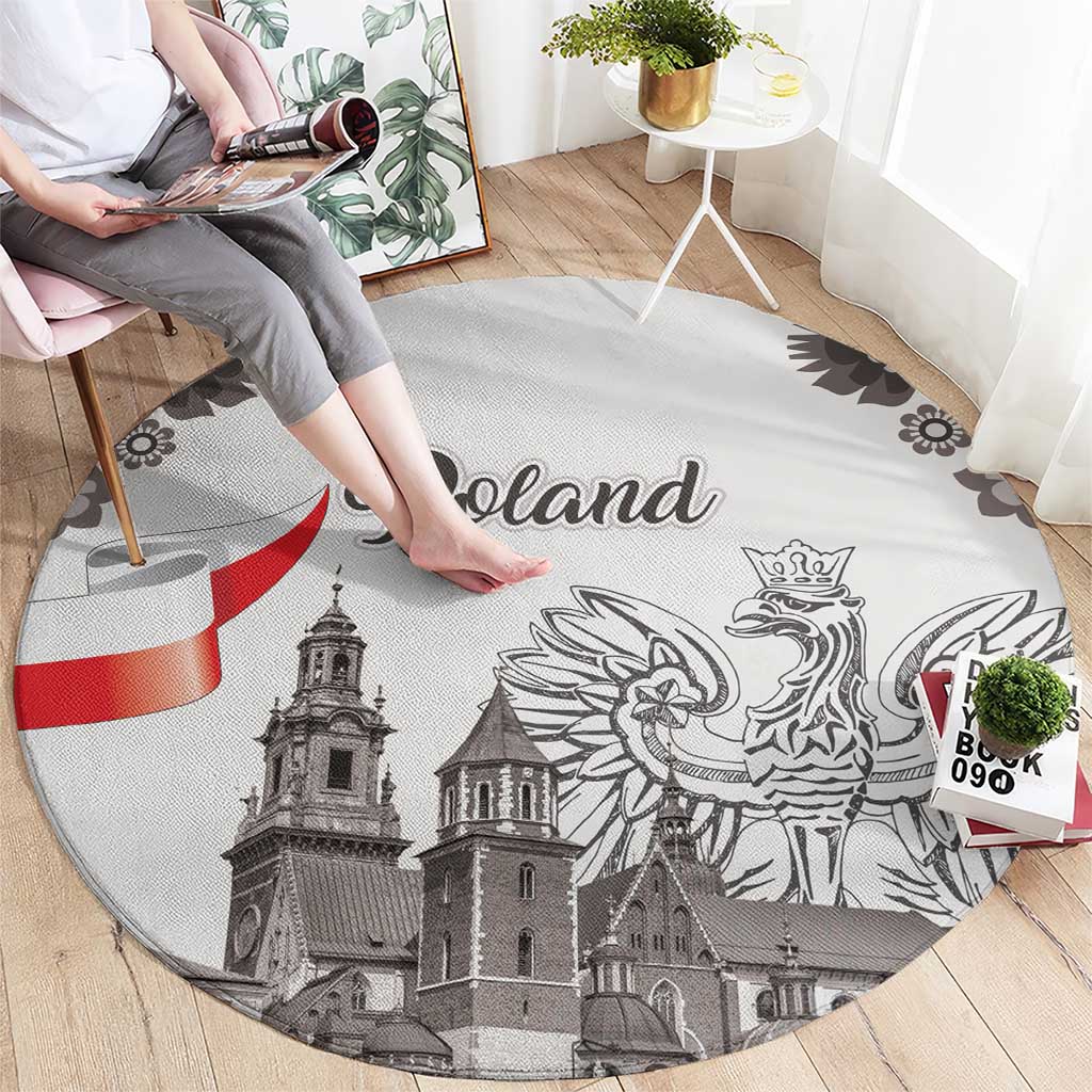 Poland Eagle Heritage Round Carpet Wawel Castle Polish Wycinanki Folk Pattern - Wonder Print Shop