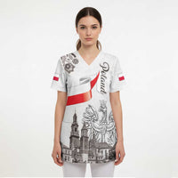 Poland Eagle Heritage Scrub Top Wawel Castle Polish Wycinanki Folk Pattern - Wonder Print Shop