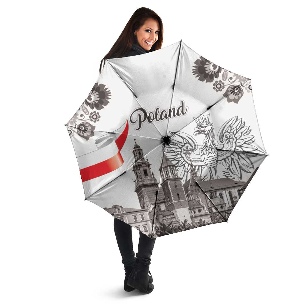 Poland Eagle Heritage Umbrella Wawel Castle Polish Wycinanki Folk Pattern - Wonder Print Shop