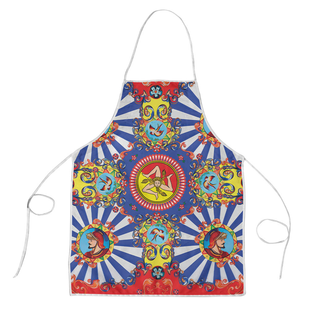 Carretto Siciliano Folk Art Apron Trinacria Symbol Italian Pattern
