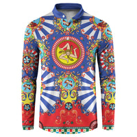 Carretto Siciliano Folk Art Button Sweatshirt Trinacria Symbol Italian Pattern