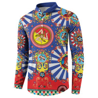 Carretto Siciliano Folk Art Button Sweatshirt Trinacria Symbol Italian Pattern