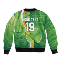 Ireland Rugby Custom Sleeve Zip Bomber Jacket Irish Shamrock Champions
