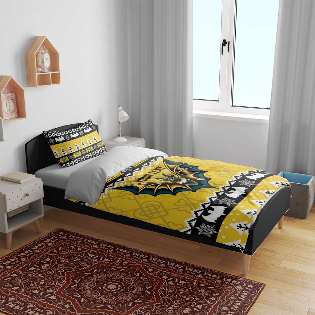 Personalized Brecknockshire Wales Christmas Bedding Set Welsh Celtic Bat Design - Wonder Print Shop