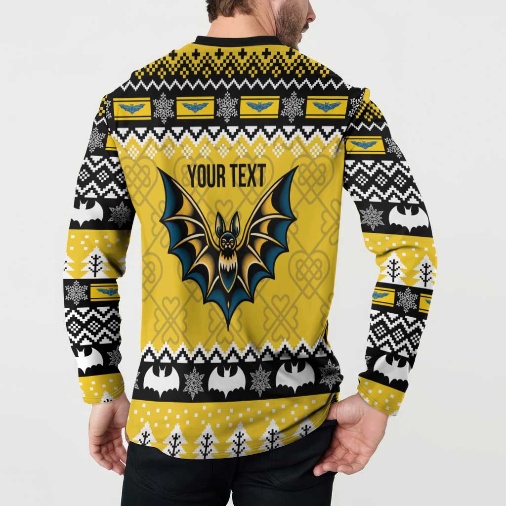 Personalized Brecknockshire Wales Christmas Button Sweatshirt Welsh Celtic Bat Design - Wonder Print Shop