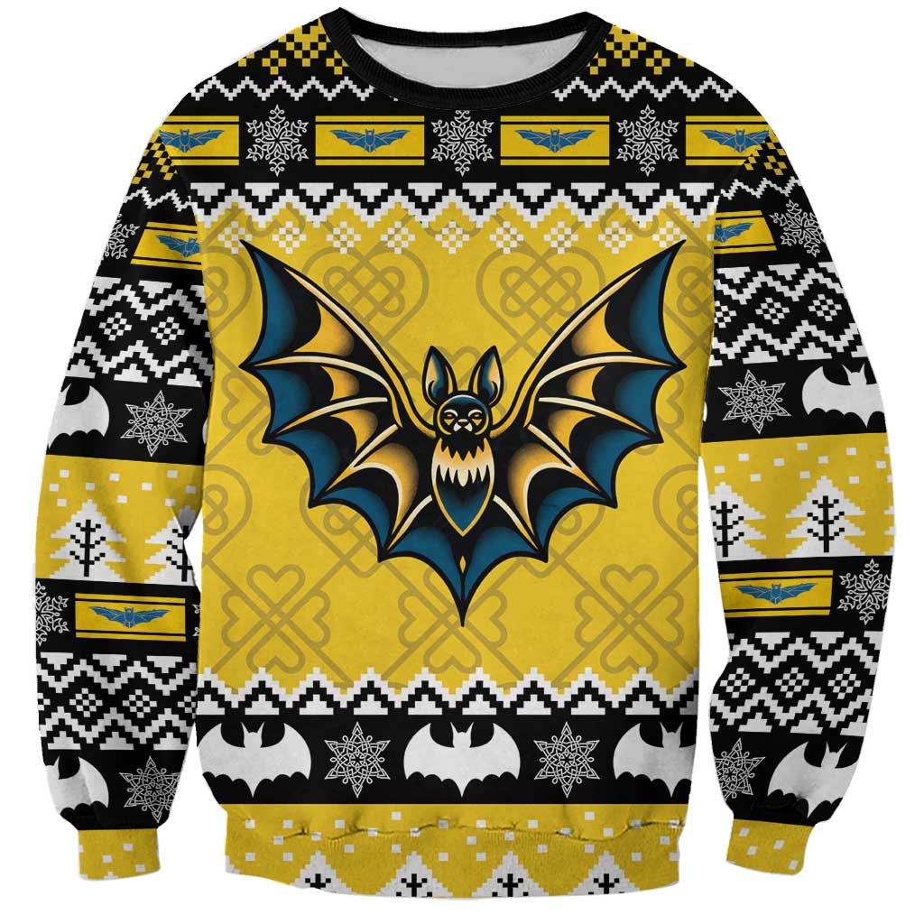 Personalized Brecknockshire Wales Christmas Sweatshirt Welsh Celtic Bat Design - Wonder Print Shop
