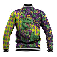 Funny Mardi Gras T-Rex Dinosaur Baseball Jacket Let The Good Times Roll - Wonder Print Shop