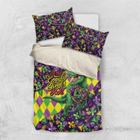 Funny Mardi Gras T-Rex Dinosaur Bedding Set Let The Good Times Roll - Wonder Print Shop
