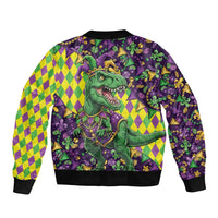 Funny Mardi Gras T-Rex Dinosaur Bomber Jacket Let The Good Times Roll - Wonder Print Shop