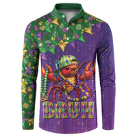 Funny Crawfish Carnival Button Sweatshirt It's Mardi Gras Bruh - Wonder Print Shop