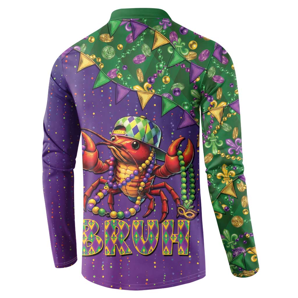 Funny Crawfish Carnival Button Sweatshirt It's Mardi Gras Bruh - Wonder Print Shop