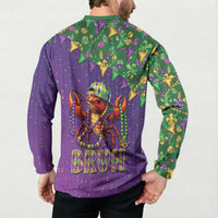 Funny Crawfish Carnival Button Sweatshirt It's Mardi Gras Bruh - Wonder Print Shop