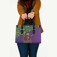 Funny Crawfish Carnival Leather Bag It's Mardi Gras Bruh - Wonder Print Shop