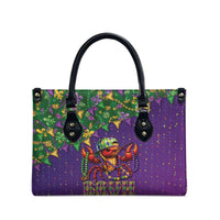 Funny Crawfish Carnival Leather Bag It's Mardi Gras Bruh - Wonder Print Shop
