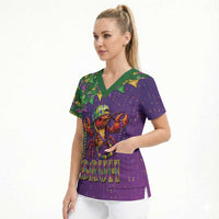 Funny Crawfish Carnival Scrub Top It's Mardi Gras Bruh - Wonder Print Shop