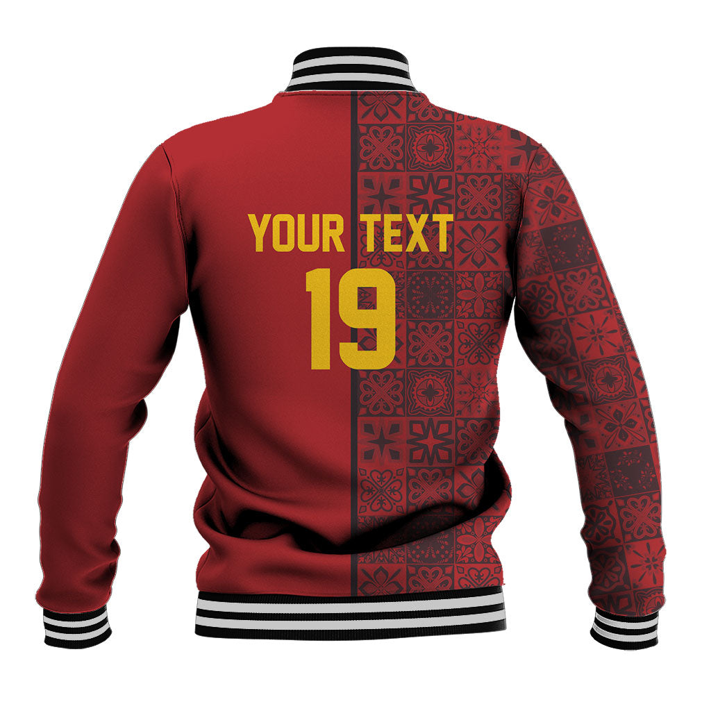 Custom World Football 2026 Spain Baseball Jacket Spanish Lion Azulejo Pattern
