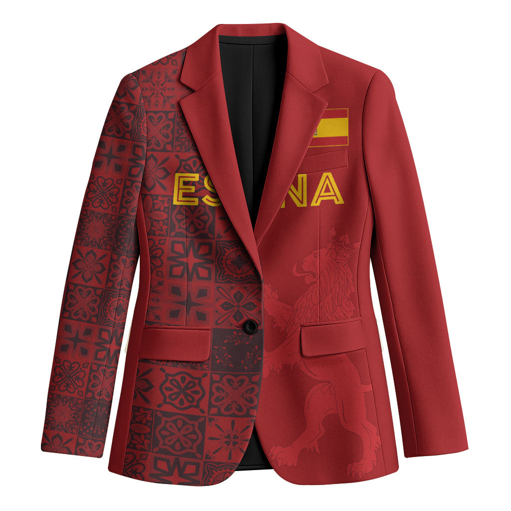 Custom World Football 2026 Spain Blazer Spanish Lion Azulejo Pattern