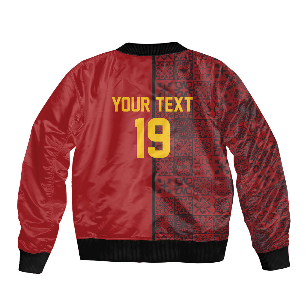 Custom World Football 2026 Spain Bomber Jacket Spanish Lion Azulejo Pattern