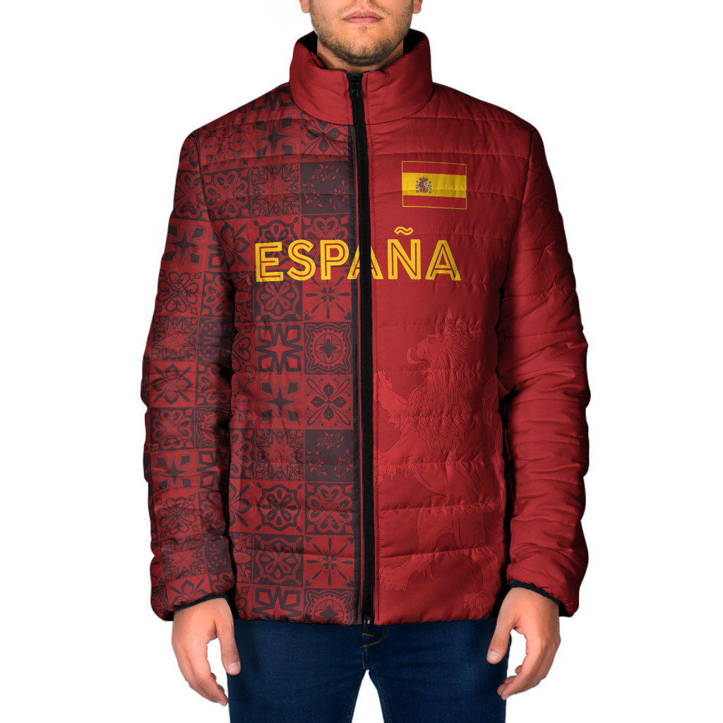 Custom World Football 2026 Spain Padded Jacket Spanish Lion Azulejo Pattern