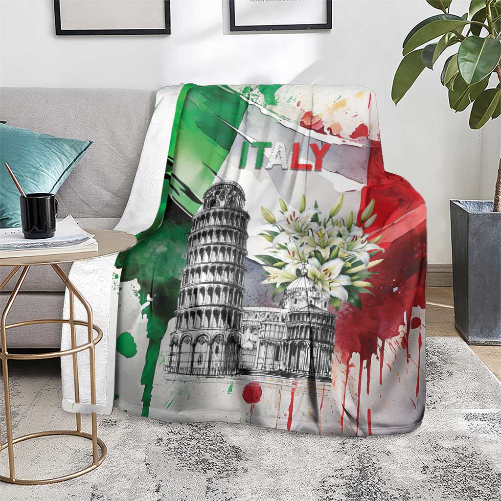 Italy Pisa Tower Blanket White Lily With Flag Style - Wonder Print Shop
