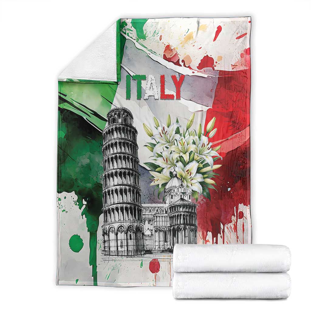 Italy Pisa Tower Blanket White Lily With Flag Style - Wonder Print Shop