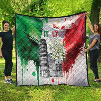 Italy Pisa Tower Quilt White Lily With Flag Style - Wonder Print Shop