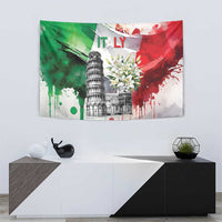 Italy Pisa Tower Tapestry White Lily With Flag Style - Wonder Print Shop